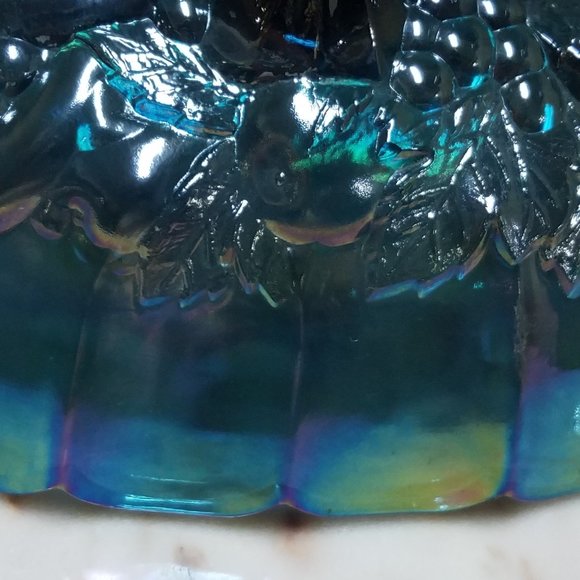 Garland Iridescent Harvest Carnival Blue Carnival Footed Centerpiece Fruit Bowl - Picture 6 of 7